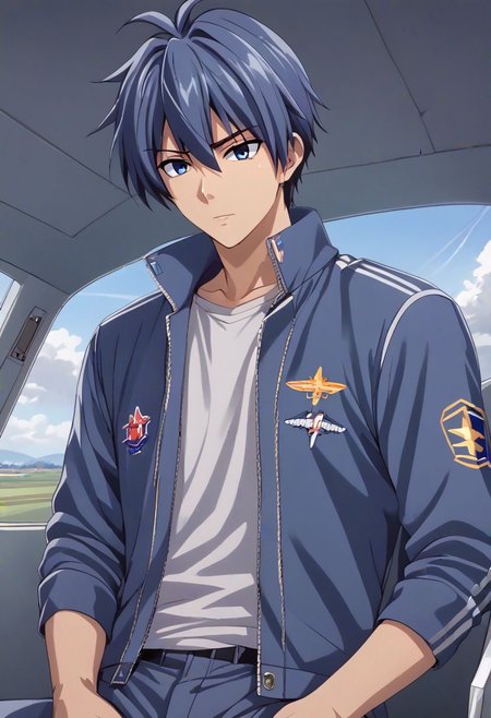 high resolution, solo, best quality, 1Boy, Tomoya Okazaki, Grey Blue Hair, dystopia, Plane Crash, OverallDetail