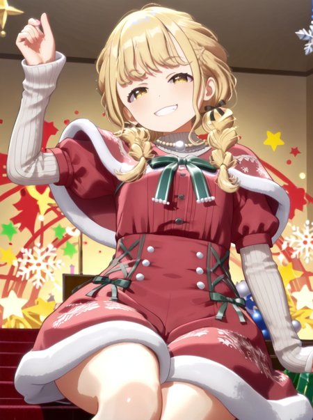 detailed background, shiny skin, posing, rating safe, 
<lora:kotone.pony:1>,
kotone, aaa, 
wide hips, 
smug, 
sit, low angle, looking at viewer, grin, half-closed eyes,
