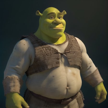 <lora:shrek:0.5>  shrek as 1boy, handsome, bulk, muscilar  posing in a dark studio, (rim lighting,:1.4) two tone lighting, sharp focus, teal hue, octane, unreal, dimly lit, low key, <lora:epiNoiseoffset_v2:1>
