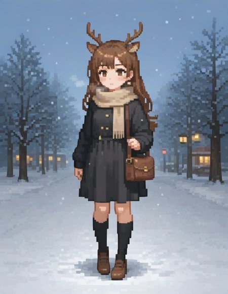 (masterpiece), (best quality), (ultra-detailed), 1girl, solo, long hair, blush, brown hair, dress, animal ears, brown eyes, jewelry, outdoors, socks, bag, scarf, black dress, tree, kneehighs, breath, snow, handbag, snowing, can, antlers, winter, bare tree, full height, illustration, disheveled hair, detailed eyes, perfect composition, moist skin, intricate details, earrings, 1girl, solo, long hair, blush, brown hair, dress, animal ears, brown eyes, jewelry, outdoors, socks, bag, scarf, black dress, tree, kneehighs, breath, snow, handbag, snowing, can, antlers, winter, bare tree, full height, moving, detailed, very beautiful, intricate, cinematic, stunning