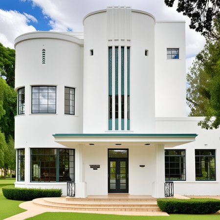 <lora:JJsStreamlineModerne_XL:1>  , ((streamline moderne)), outdoor,,  building, window, grass, tree, , balcony,  ,   center composition,door, column, beam, sky, cloud, day,, photography, capturing moments, storytelling, creative composition
