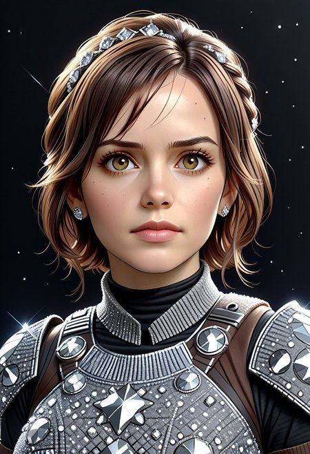 Photos realistic, high quality, Star Wars, Jyn Erso, body made of diamonds, all made of diamonds, diamondMW.