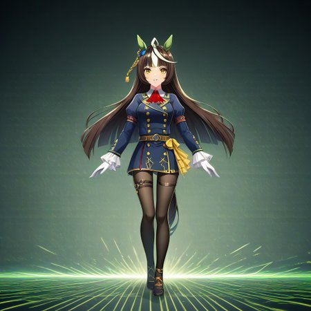 1girl , CalstoneLightO3D , from center, (running), full body, matrix, matrix codes,codeandigital,digital world, digital, science fiction,
calstone_light_o_(umamusume) , 
absurdres , commentary_request , highres , 
1girl , ahoge , animal_ears , ascot , belt , black_hair , black_pantyhose , , blunt_bangs , breasts , brown_belt , buttons , cowboy_shot , double-breasted , ear_covers , frilled_sleeves , frills , gloves , gradient_eyes , horse_ears , horse_girl , horse_tail , long_hair , long_sleeves , looking_at_viewer ,  multicolored_hair , pantyhose , puffy_long_sleeves , puffy_sleeves , red_ascot , ribbon , , solo , sparkle , streaked_hair , striped_hair , tail , thigh_strap , white_gloves , white_hair , yellow_eyes , yellow_ribbon ,