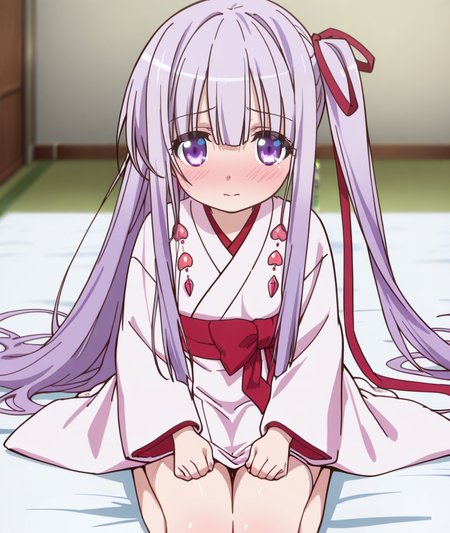 1girl,
BREAK solo,
BREAK closed mouth,looking_at_viewer,
BREAK cowboy_shot,
BREAK
on bed BREAK
BREAK
BREAK
BREAK
BREAK anime coloring,
BREAK shy,embarrassed,<lora:tenshi_no_3p!:1>,gotou jun,japanese clothes,wariza,