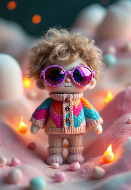 The candy fires flickering like tiny, sugary suns behind me. Why does the world burn so beautifully when you're only six inches tall? Perhaps it's the sweater, it holds all the answers.