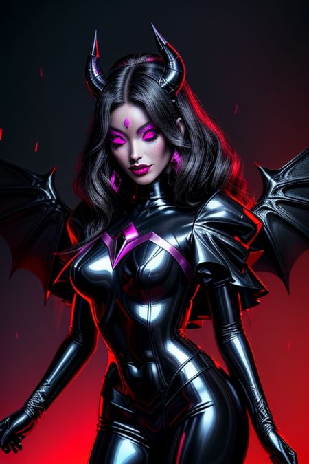 MEvil, DemonicT, EvlSM, Bad_End_Precure, DarkPrecure, adult, evil corrupted princess wearing dark pastel (ruffled:1) (gleaming latex:1)  gown with (long latex cape:1) and latex elbow gauntlets, soft lighting, ruffles,
(makeup, lipstick, mascara, eyeshadow),
(blue skin, black sclera, colored sclera, colored skin, yellow eyes, demon wings, demon horns, slit pupils),
(red eyes, colored skin, glowing eyes, evil smile:1),
<lora:more_details:1>,