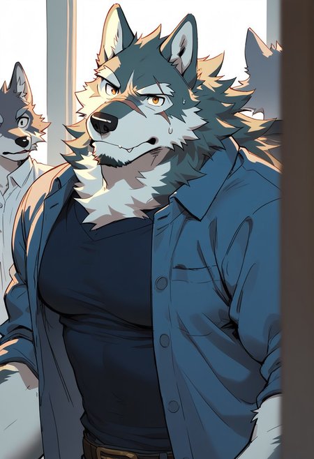 wolf, animal ears, furry, male, bara