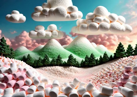 <lora:MarshmallowStyle-000007:0.6> Landscape, sky is made out of  jed-mrshmlw