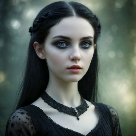 Masterpiece. Fantasy style.

A cute goth 22yo woman. She has black hair and pale skin with skin blemishes. Freckles.

<lora:EtherealSaraph01a_CE_XL_300-OT:0.5> ethrlsrphCE_style
