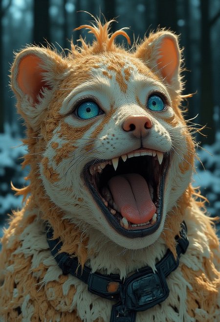 A Weird animal picked Up the camera looking right into it, Close Up Image, With a fantasic Background