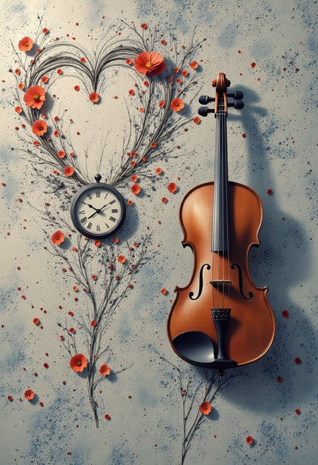 A symphony that captures the essence of love. The opening notes are slow and melodious, with each instrument creating its own unique melody. As the piece progresses, it grows bolder, faster, and louder until a crescendo of joyful celebration is reached. From there, it returns to its soothing beginning as if to remind us that love can always be found in life's quiet moments. <lora:New_Fantasy_CoreV4_FLUX:1>
