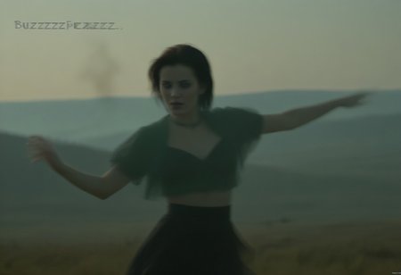 The inscription “BUZZzZzZzZ pleazZzZzZz” with perfect lady gothic post-punk vampire portrait (she dancing smoke nightmare post-punk dance).  PERFECT SUNNY COLORED GREEN DESCTOP WALLPAPER LANDSCAPE FROM "WIN XP" ON THE BACKGROUND. file photo from nokia 3310 “P1011559.ORF” 20.04.2001.