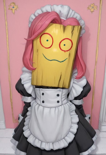 Pl4nk, pl4nk, pokemon (creature), Masterpiece, highest quality, 1boy, high quality, looking at viewer, maid otfit, pink hair, CivChan, ( solo:1.2), (no humans:1.2),