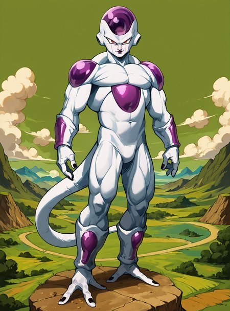score_9, score_8_up, score_8, score_9, score_8_up, score_7_up,zPDXL2, source_anime,
friezaxl, solo, looking at viewer,1boy, tail,  fontezxl, green background, standing, full body, sky,cloud, 
 <lora:friezaxl-000005:1>  <lora:AsuraLycoXL:0.2> <lora:fontezxl2:0.5>