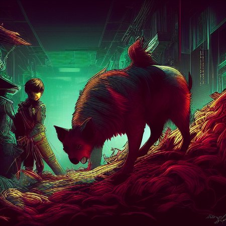 a dog, digital art, dan mumford