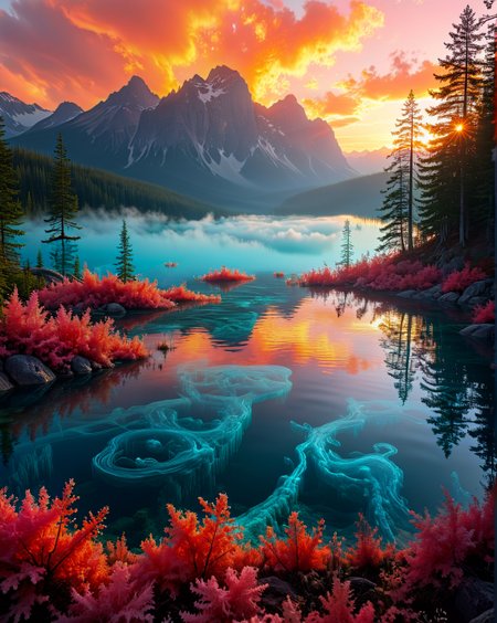 Canadian lake where submerged forests create ghostly aquamarine labyrinths during Sunrise: Cirrus filaments catching fire in coral-pink and tangerine hues,
<lora:extremely_detailed:0.5> extremely detailed,
<lora:Flux-XL_Scenery:0.6> flux-scenery,
<lora:add-detail-xl:0.35>,
<lora:DetailMaximizer:0.4>,
<lora:MidjourneyV6.1:0.7> midjourneyv6.1,
<lora:Dream Scenery XL:0.1> Dream Scenery,
detailxl