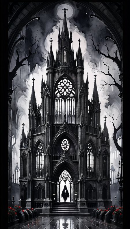 positiv Clip L:
(Create a Gothic-style artwork featuring a dark cathedral)  (Cute and fluffy anime style)     ,   
positiv Clip G:
watercolor painting  . vibrant, beautiful, painterly, detailed, textural, artistic, Ink Dripping Drawing, ink drawing, dripping ink, Japanese Ink Drawing, ink drawing, inkwash, Japanese Ink Drawing (Create a Gothic-style artwork featuring a dark cathedral)  (Cute and fluffy anime style)     ,