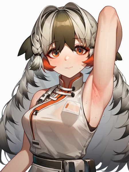 score_9,score_8_up,score_7_up,<lora:snowsant_(arknights):1>,arm up, sweaty armpits, 1girl, presenting armpit, armpit focus, snowsant (arknights)