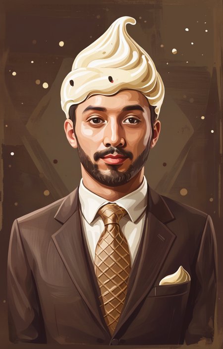 masterpiece,best quality,<lora:tbh14-sdxl:0.9>,illustration,ice cream portrait of noble man