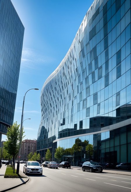 <lora:YourBlobitecture_XL:1> , ((blobitecture)), ((masterpiece)), ((best quality)), scenery, outdoors, sky, building, day, tree, city, real world location, road, motor vehicle, lamppost, window, reflection, curvy, curtain wall, glass,, photography, capturing moments, storytelling, creative composition