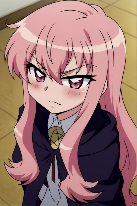score_9, score_8_up, score_7_up,anime_source, source_anime, best background, detailed background, anime screencap,  Louise de La Valliere, Main Outfit, solo, dynamic angle, naughty face, blush, tsundere, indoors,   <lora:JN_Louise_de_La_Valliere_Pony:0.8> <lora:JN_King_Cheetah:0.8>