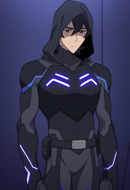 masterpiece,best quality,amazing quality, source_anime, 
keithvld, 1boy, male focus, solo, black eyes, black hair, marmora armor, black armor, turtleneck, hood, neon trim, hood up,