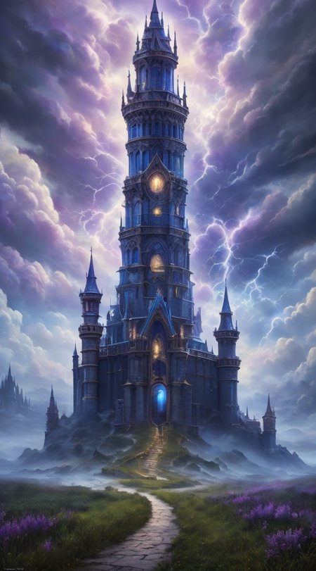 Masterwork Painting, Magnum Opus, 
HDR photo of 
Dreamscape, 
ethereal fantasy concept art of  
 <lora:Wizard_Tower-10:0.75> witow, castle, cloud, cloudy sky, grass, no humans, scenery, sky, tower, tree, 
 <lora:locon_conceptlightning_v1_from_v1_64_32:1> lghtnngprsn, lightning, storm,
. magnificent, celestial, ethereal, painterly, epic, majestic, magical, fantasy art, cover art, dreamy,
. Surreal, ethereal, dreamy, mysterious, fantasy, highly detailed,
. High dynamic range, vivid, rich details, clear shadows and highlights, realistic, intense, enhanced contrast, highly detailed,
  highres, 8k, uhd, High Dynamic Range, tonemapping, crisp details,  intricate details, fine details