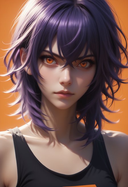 score_9, score_8_up, score_7_up,
1girl, solo, tank top, rating_safe,
 <lora:Dark_Amethyst_Pony_v0.1:0.5> d4rk4m3thyst, orange eyes, purple crossed bangs,