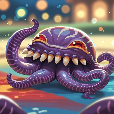score_9, score_8_up, score_7_up, source_anime,   1boy, solo, orthros, monster, tentacle, pikaole, chibi, cute, adorable, dreamy, smile, colorful, bokeh, depth of field, blurry background,