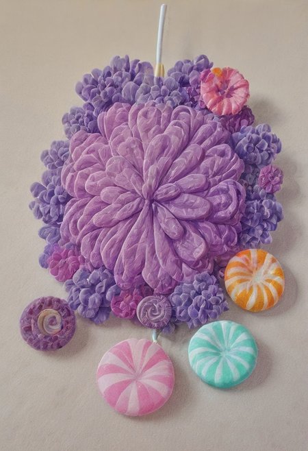 violet (flower), candy, made of candy,