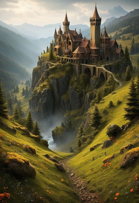 masterpiece, best quality, absurdres, gear-infused landscape
