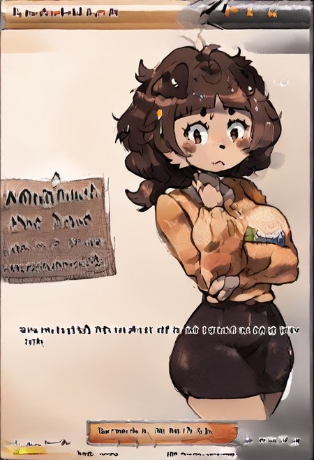 mature female, milf, motherly, Border, English text, mimi typh, mimi, human dog, furry, brown hair, light brown fur, floppy dark brown ears, brown tail, small dark brown blush, fcNeg, solo