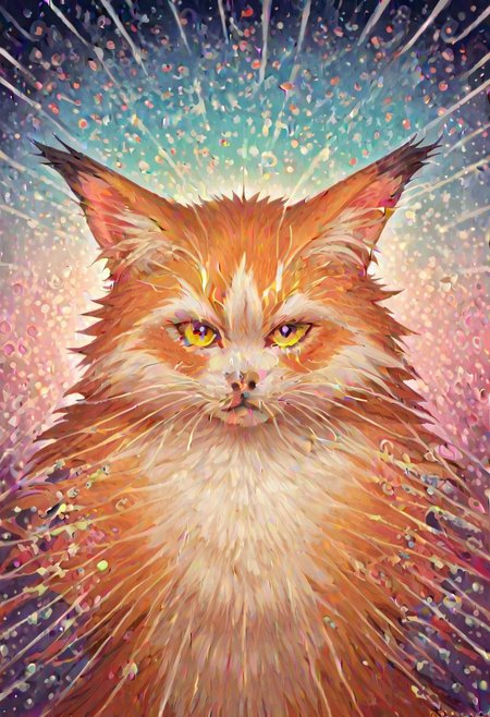 score_9, score_8_up, score_7_up, source_anime, 
 A fluffy cat sits regally in the center of a swirling nebula.  Sheet music unfurls from its paws, notes transforming into celestial bodies and exploding into symphonies of color.  Black holes peek through the swirling fur, revealing swirling galaxies within.
tasvisuals, 1dk, portrait tasvisuals, Glitched gods, Elaborate detailed life like glitched reality, Satanic necromancy opening portals to intergalactic hellscapes, norman rockwell style
alexgrey
lattice
veins
symmetry
multicolored eyes