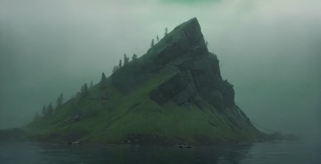 best quality, masterpiece, raw photo, 8k, uhd, cinematicpainting, a norway landscape,dark green tones,mist,fog    <lora:Cinematic_Painting_XL_V02:1>
