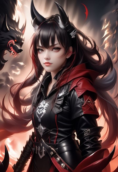 A horned female teen rogue wearing ((leather armor)), black suit, oni girl with wolf-ears, dangerous Kemonomimi waif, brunette assassin, tiefling thief, black hair, three small horns, [onii (Shuna, Hakurou) horns], tri-horn (masterpiece:1.5), (best quality), (disharmonic + ugly + unaesthetic:1.5)