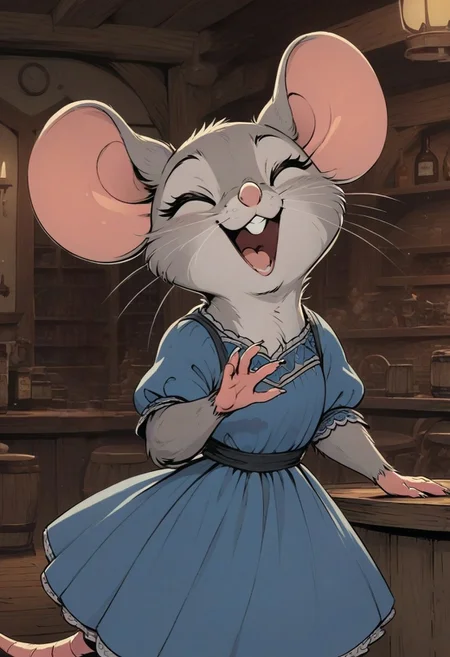 score_9,score_8_up,score_8, solo, (fluffy:0.5), (feral:1.5), indoors, tavern, (((mouse))), female, eyes closed, grey fur, grey ears, claws, (fluffy cheeks:0.3), (blue dress:1.2), in the style of beatrix potter, flat color, (cute:1.5), singing, upper body shot

Steps: 19, Sampler: Euler a, CFG scale: 3.5, Seed: 1928321418, Size: 832x1216, Clip skip: 2, Created Date: 2024-07-18T01:49:25.5738492Z, Civitai resources: [{"type":"checkpoint","modelVersionId":290640,"modelName":"Pony Diffusion V6 XL","modelVersionName":"V6 (start with this one)"},{"type":"lora","weight":0.3,"modelVersionId":423178,"modelName":"Beatrix potter drawing style for PonyXL","modelVersionName":"Beatrix potter drawing style"},{"type":"lora","weight":0.4,"modelVersionId":494676,"modelName":"CAT - Citron Pony Styles","modelVersionName":"Flat Color"},{"type":"lora","weight":0.9,"modelVersionId":450029,"modelName":"Styles for Pony Diffusion V6 XL (Not Artists styles)","modelVersionName":"LineArt Mono"}]