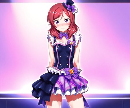 masterpiece, best quality, amazing quality, sfw, 1girl, solo, idol clothes, looking at viewer, nishikino maki,   <lora:Hechi style ILL-v2:1> hechi
