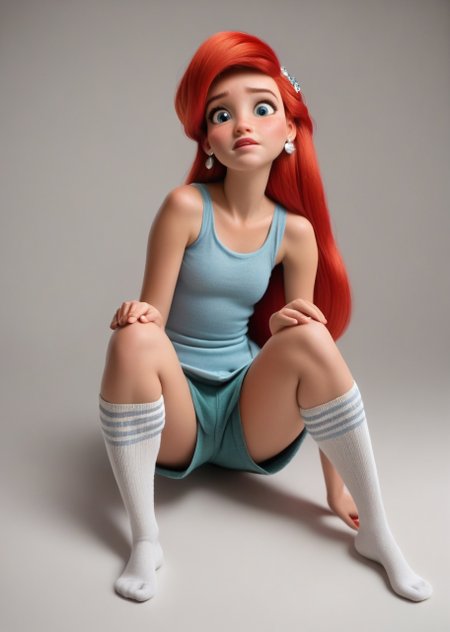 princess Ariel,, <lora:princess_pony_v1:0.6> 1girl knee socks <lora:AA_Ads_Only:.9> 445l34z3, american apparel,, score_9, score_8_up, score_7_up, score_6, score_5, score_4,