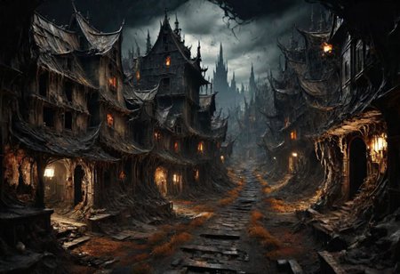 EdobHorrorLandscape,
ghst-3000, OverallDetail,
A landscape of a curse village in europe,
hopeless, nightmare, broken lights, dark ambiant,
HDR, HD textures, intricated details, 8k,