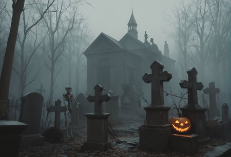 ,ruanyi1439,tombstone,fog,
halloween,jack-o'-lantern,candle,black background,skeleton,<lora:1439 cemetery_v1_pony:1>, score_9,score_8_up,score_7_up,,8k,solo,,