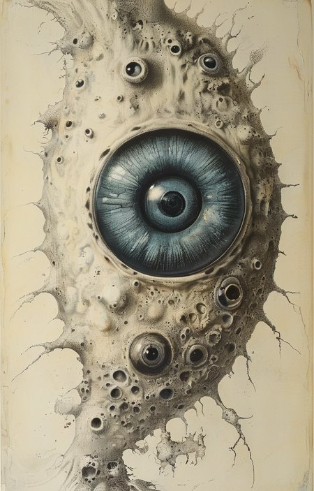 masterpiece,best quality,<lora:tbh248-sdxl:0.8>,illustration,style of Micrographia,cell:1.5,Microscopic compound eye,
