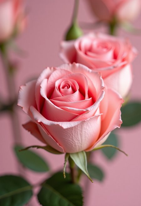 Pink roses, deco fashion, fashion editorial, fashion photoshoot, elegant, luxury, clean, smooth, elegant, beautiful, highly detailed, sharp focus, studio photography, xf iq 4, 1 5 0 mp, 5 0 mm, iso 2 0 0, 1 / 1 6 0 s, realistic, natural light, octane render, adobe lightroom, rule of thirds, symmetrical balance, depth layering, polarizing filter, sense of depth, ai enhanced