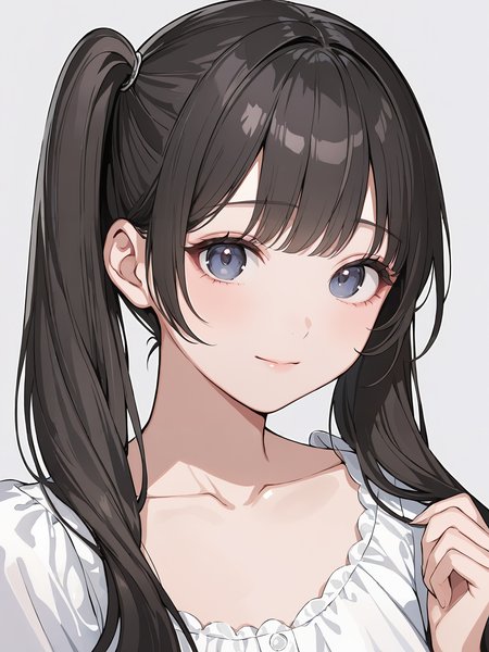 masterpiece,ultra-detailed,best quality,8K,illustration,cute face,clean skin ,shiny hair,girl,ultra-detailed-eyes,simple background, <lora:add-detail-xl:1>  <lora:half twintail_XL_V1.0:1> half twintail, long hair