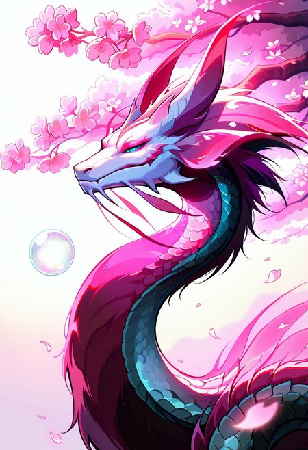 MarvelRivals,tamamitsune, eastern dragon, 1other, no humans, blue eyes, bubble, petals,cherry blossoms,
masterpiece,best quality,amazing quality,very aesthetic,absurdres,newest,<lora:Mizutsune Armor illuXL v1:0.7>,