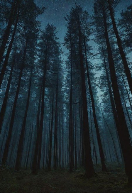 a night forest without