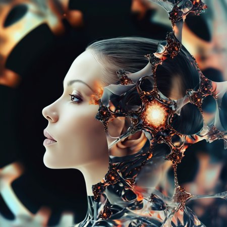 cyborg, woman, kaleidoscope, fractal <lora:sd_xl_offset_example-lora_1.0:-0.5> <lora:Projext_X2:-1.0> <lora:Astigmatism_-0.5b:-0.5>