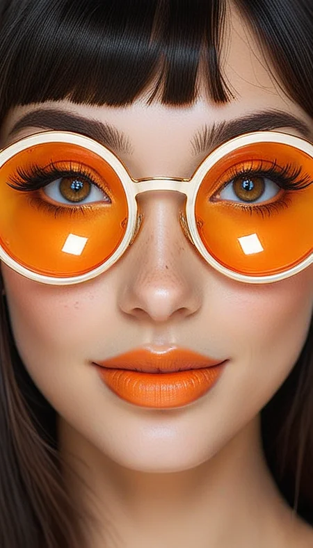 Close-up gorgeous girl face, cute, (bangs:1.1), freckles, light tan, striking orange orange eyes, aligned eyes, mirror eyes, (smile:1.1),
(wearing very detailed Venetian Mask:1.1),  perfect hair,round black glasses,
BREAK,
(very long lashes:1.5), trendy portrait,
tender Aesthetic nose, ears, puffy lips, sensual lips, detailed texture, detailed eyes, detailed skin, clean skin,
<lora:Someplastic:1>, (ultra sharp focus:1.8), (detailed skin:1.8), (thin lines:1.8), (best quality:1.8),
<lora:Apparatus_-_Traction_City_Walkers_Vehicles:0.7>,
<lora:add-detail-xl:2> (ultra sharp focus:1.8), (detailed skin:1.8), (thin lines:1.8), (best quality:1.8),
<lora:glowneon_xl_v1:0.8>