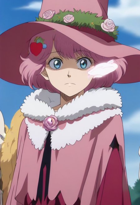 <lora:SlimesDorothy:1>, slimes_dorothyunsworth, pink witch hat, blue eyes with a pink outline, pink hair,,,,,,,,,,,,,,,,,,,,anime coloring, anime screencap, 1girl,Solo ,, anime,,,,official art,Uncensored,Unedited ,,,,,,,,,,,,,,,,,,,,,,,,