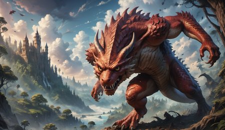 score_9, score_8_up, score_7_up, score_6_up, score_5_up, score_4_up, extremely detailed, furry, fighting demon hybrid, (detailed scales, detailed fur, detailed face), (dramatic scene, fighting above a fantasy enchanted forest, skyline, clouds, mist, lots of details), sharp focus, <lora:add-detail-xl:0.8>