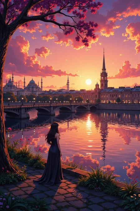 Saint Petersburg beautiful  anime landscape, sunset, woman, very intricate, very detailed, sharp, bright, colorful, <lora:Hand v2:0.5> <lora:Anti-Blur:1><lora:Insane Detail Slider:0.25>  <lora:flux.1_lora_flyway_Epic-detail_v2:0.3> <lora:fluxenhancer:0.25> <lora:ROWER:0.6> <lora:flux-charmer-v1-1:0.4>  <lora:classic-cartoon:1> cl4ss1cc4rt00n